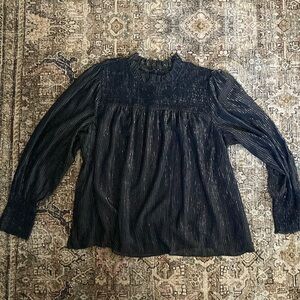 4/$20 Ann Taylor Black Smocked Bib Collar Blouse